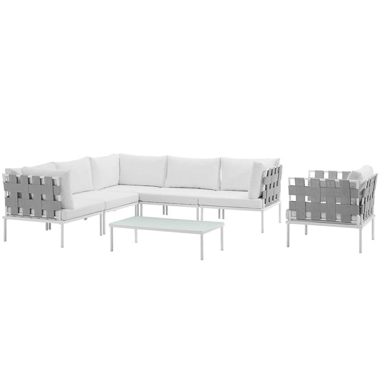 Modway Outlet Harmony 7 Piece Outdoor Patio Aluminum Sectional Sofa Set by Modway  Outdoor Furniture Furniture White White - EEI-2620-WHI-WHI-SET