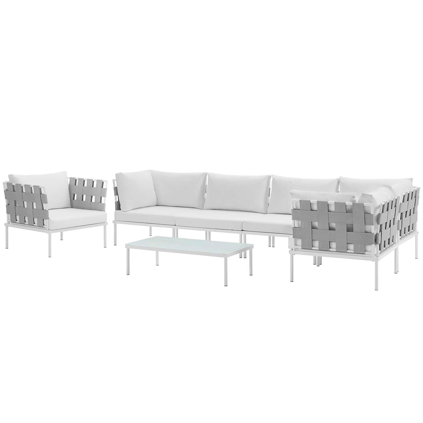 Modway Outlet Harmony 7 Piece Outdoor Patio Aluminum Sectional Sofa Set by Modway  Outdoor Furniture Furniture White White - EEI-2620-WHI-WHI-SET