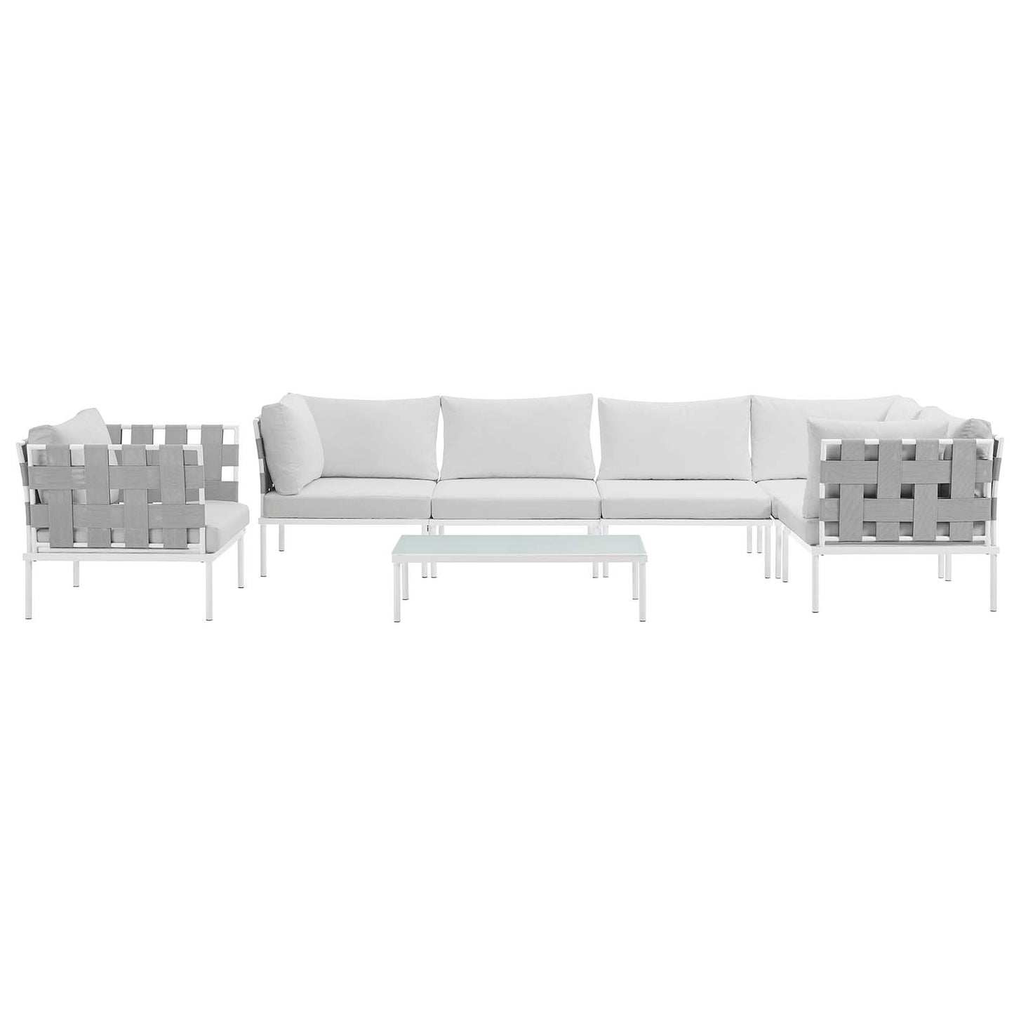 Modway Outlet Harmony 7 Piece Outdoor Patio Aluminum Sectional Sofa Set by Modway  Outdoor Furniture Furniture White White - EEI-2620-WHI-WHI-SET