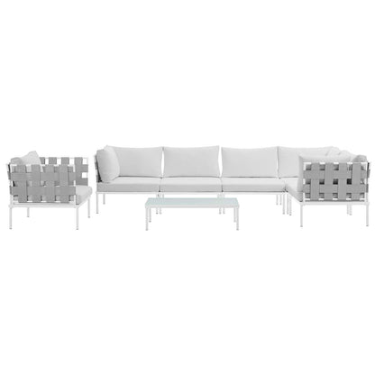 Modway Outlet Harmony 7 Piece Outdoor Patio Aluminum Sectional Sofa Set by Modway  Outdoor Furniture Furniture White White - EEI-2620-WHI-WHI-SET