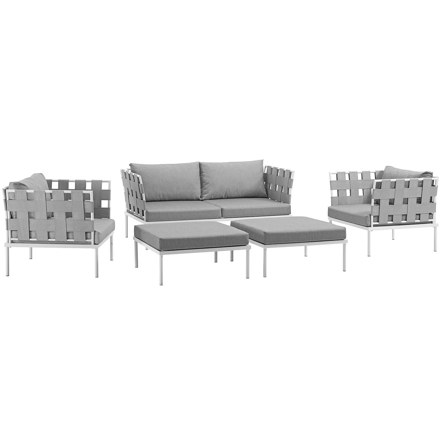 Modway - Harmony 5 Piece Outdoor Patio Aluminum Sectional Sofa Set by Modway  Outdoor Furniture Sofa Sectionals Gray - EEI-2621-WHI-GRY-SET