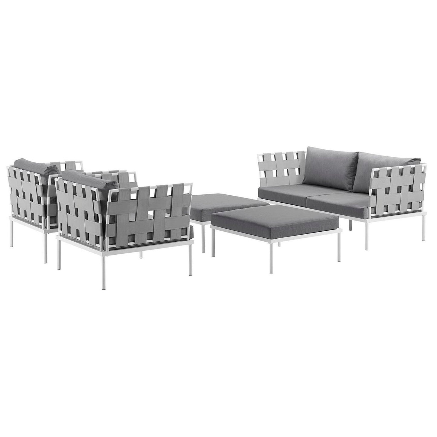 Modway - Harmony 5 Piece Outdoor Patio Aluminum Sectional Sofa Set by Modway  Outdoor Furniture Sofa Sectionals Gray - EEI-2621-WHI-GRY-SET