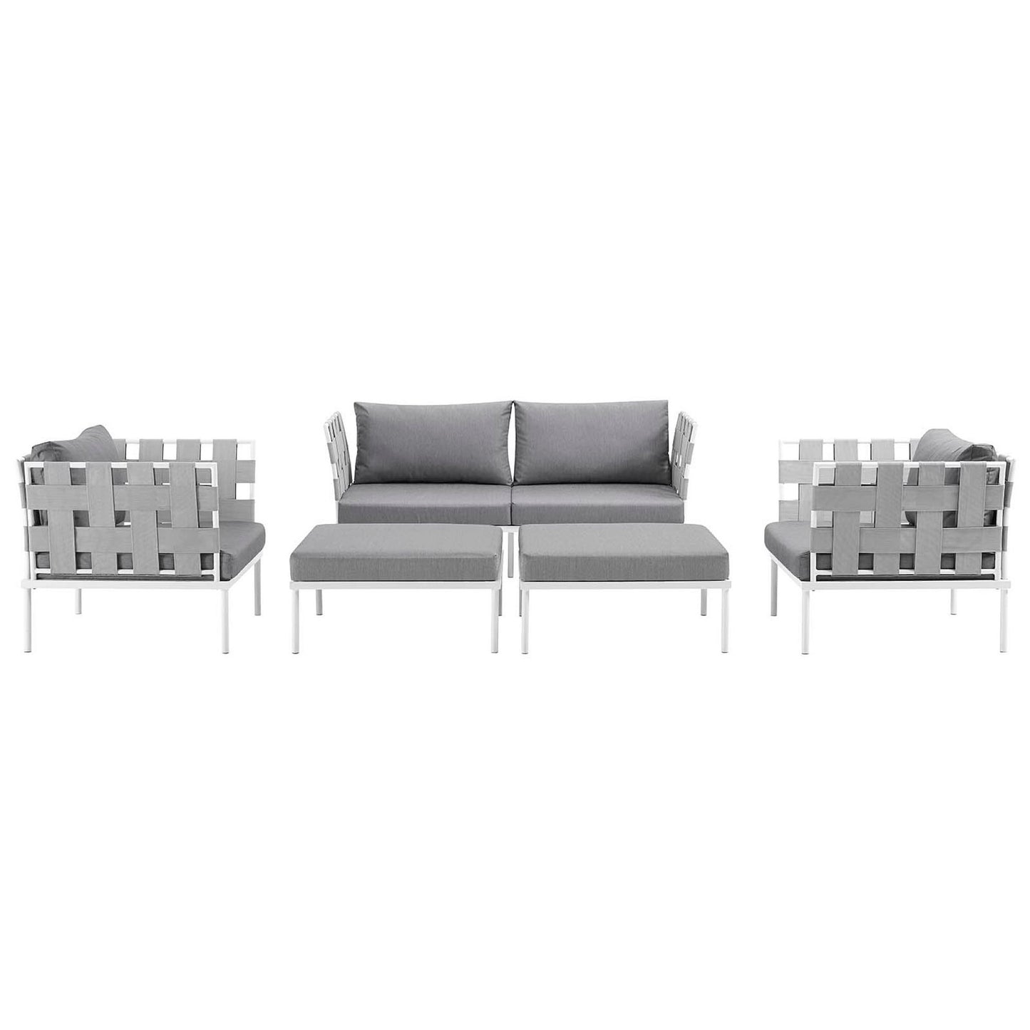 Modway - Harmony 5 Piece Outdoor Patio Aluminum Sectional Sofa Set by Modway  Outdoor Furniture Sofa Sectionals Gray - EEI-2621-WHI-GRY-SET