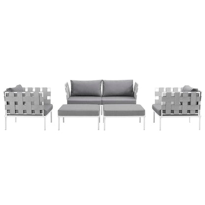 Modway - Harmony 5 Piece Outdoor Patio Aluminum Sectional Sofa Set by Modway  Outdoor Furniture Sofa Sectionals Gray - EEI-2621-WHI-GRY-SET