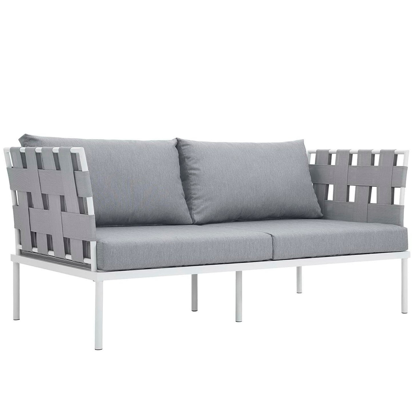 Modway - Harmony 5 Piece Outdoor Patio Aluminum Sectional Sofa Set by Modway  Outdoor Furniture Sofa Sectionals Gray - EEI-2621-WHI-GRY-SET