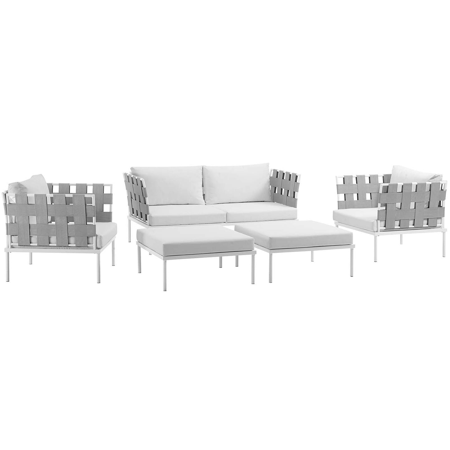 Modway Outlet Harmony 5 Piece Outdoor Patio Aluminum Sectional Sofa Set by Modway  Outdoor Furniture Furniture White White - EEI-2621-WHI-WHI-SET
