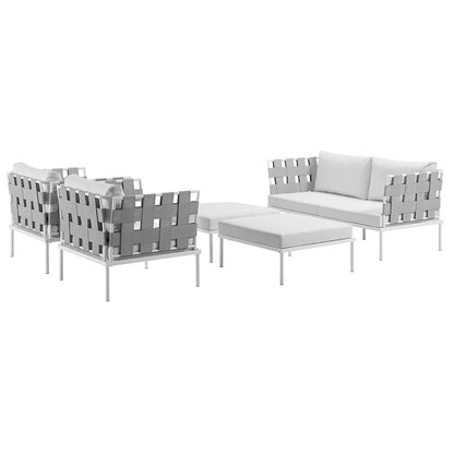 Modway Outlet Harmony 5 Piece Outdoor Patio Aluminum Sectional Sofa Set by Modway  Outdoor Furniture Furniture White White - EEI-2621-WHI-WHI-SET