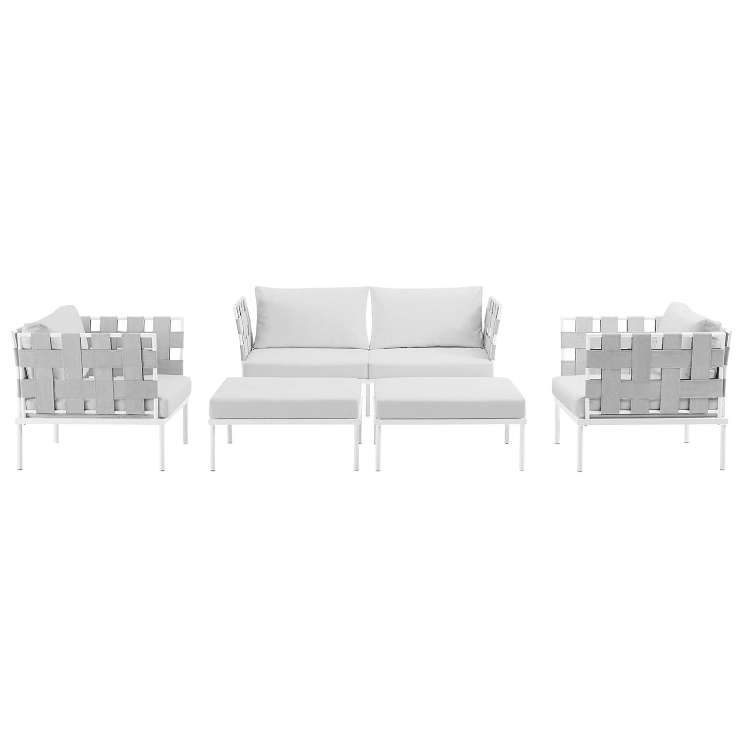 Modway Outlet Harmony 5 Piece Outdoor Patio Aluminum Sectional Sofa Set by Modway  Outdoor Furniture Furniture White White - EEI-2621-WHI-WHI-SET