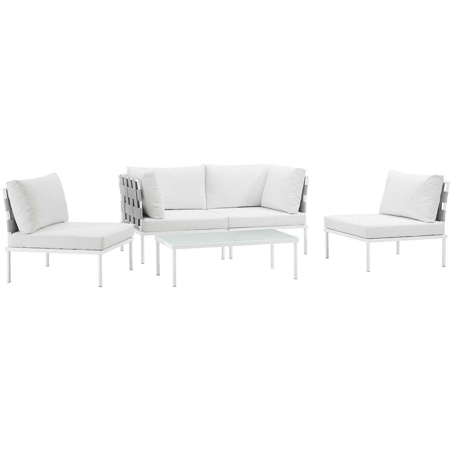 Modway Outlet Harmony 5 Piece Outdoor Patio Aluminum Sectional Sofa Set by Modway  Outdoor Furniture Furniture White White - EEI-2622-WHI-WHI-SET