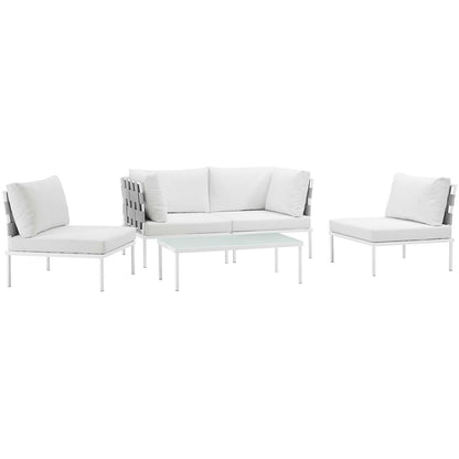 Modway Outlet Harmony 5 Piece Outdoor Patio Aluminum Sectional Sofa Set by Modway  Outdoor Furniture Furniture White White - EEI-2622-WHI-WHI-SET