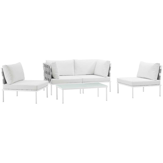 Modway Outlet Harmony 5 Piece Outdoor Patio Aluminum Sectional Sofa Set by Modway  Outdoor Furniture Furniture White White - EEI-2622-WHI-WHI-SET