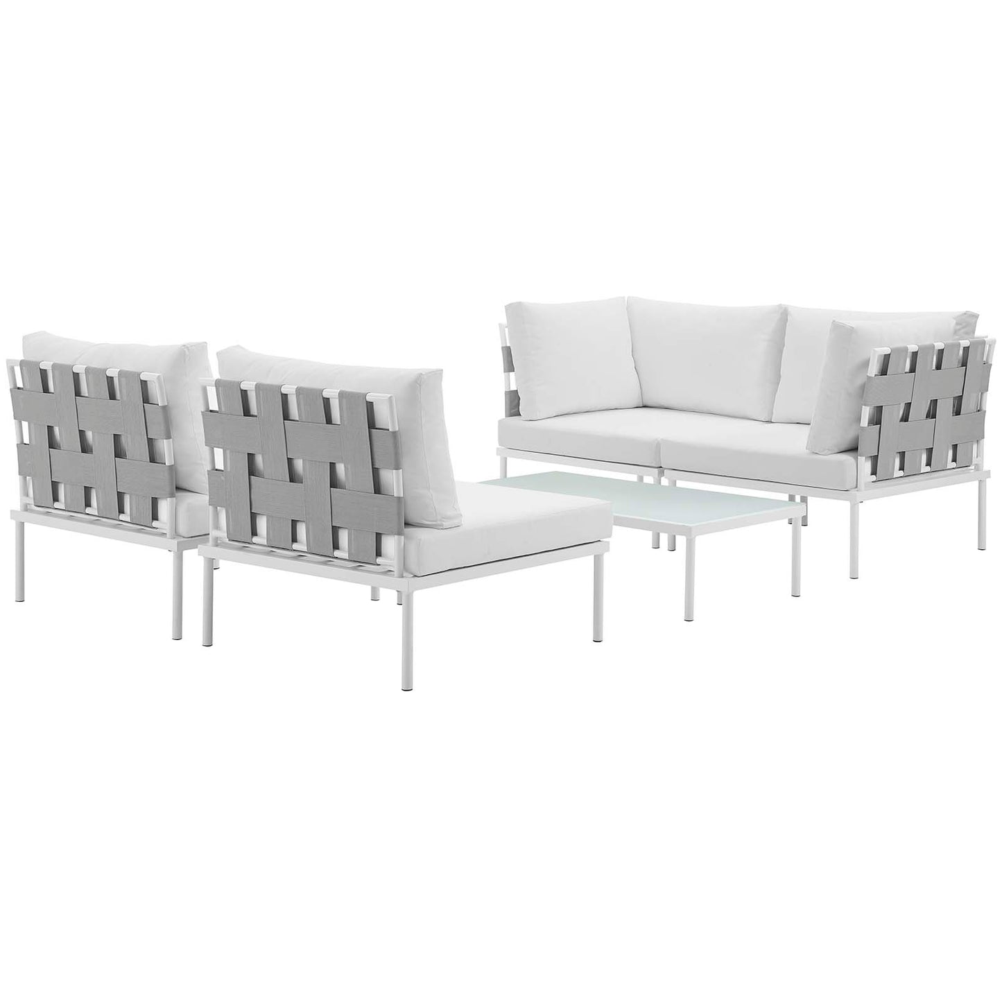 Modway Outlet Harmony 5 Piece Outdoor Patio Aluminum Sectional Sofa Set by Modway  Outdoor Furniture Furniture White White - EEI-2622-WHI-WHI-SET