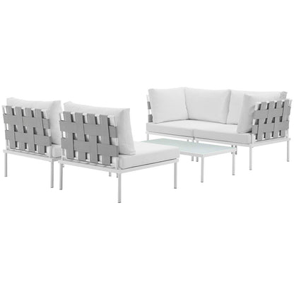 Modway Outlet Harmony 5 Piece Outdoor Patio Aluminum Sectional Sofa Set by Modway  Outdoor Furniture Furniture White White - EEI-2622-WHI-WHI-SET