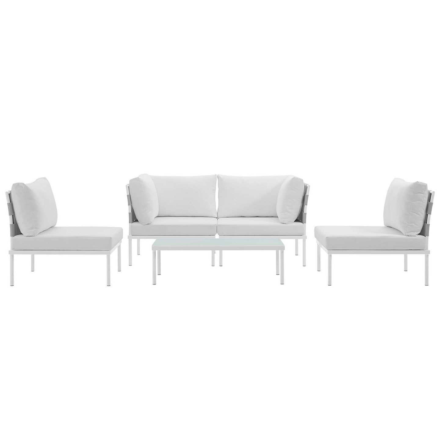 Modway Outlet Harmony 5 Piece Outdoor Patio Aluminum Sectional Sofa Set by Modway  Outdoor Furniture Furniture White White - EEI-2622-WHI-WHI-SET