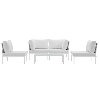 Modway Outlet Harmony 5 Piece Outdoor Patio Aluminum Sectional Sofa Set by Modway  Outdoor Furniture Furniture White White - EEI-2622-WHI-WHI-SET