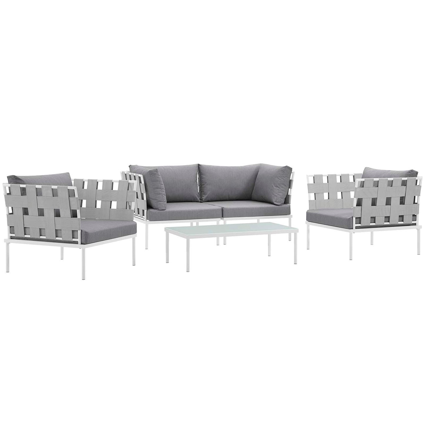 Modway Outlet Harmony 5Piece Outdoor Patio Aluminum Sectional Sofa Set by Modway  Outdoor Furniture Furniture White Gray - EEI-2623-WHI-GRY-SET