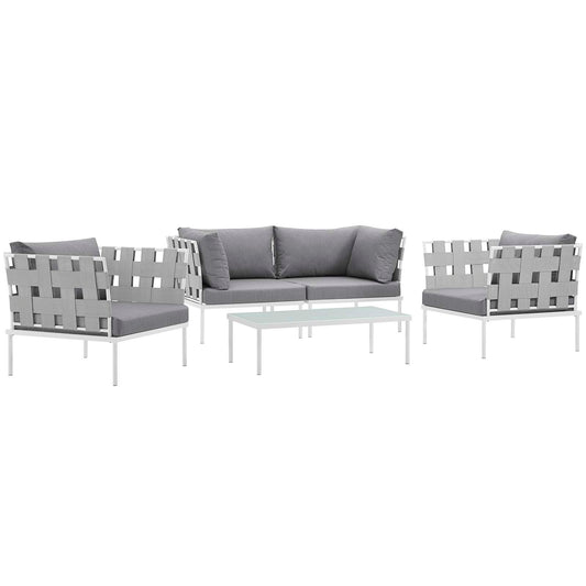 Modway Outlet Harmony 5Piece Outdoor Patio Aluminum Sectional Sofa Set by Modway  Outdoor Furniture Furniture White Gray - EEI-2623-WHI-GRY-SET