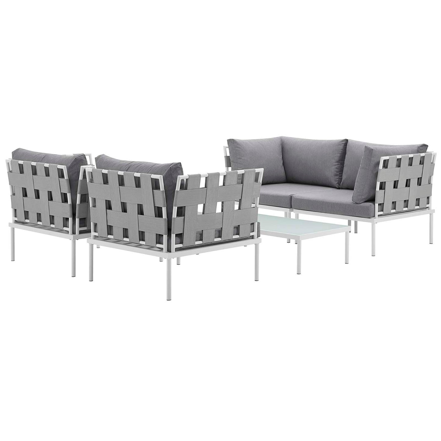 Modway Outlet Harmony 5Piece Outdoor Patio Aluminum Sectional Sofa Set by Modway  Outdoor Furniture Furniture White Gray - EEI-2623-WHI-GRY-SET