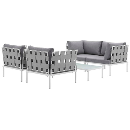 Modway Outlet Harmony 5Piece Outdoor Patio Aluminum Sectional Sofa Set by Modway  Outdoor Furniture Furniture White Gray - EEI-2623-WHI-GRY-SET