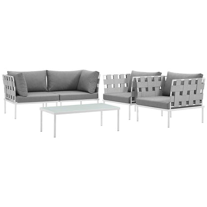 Modway Outlet Harmony 5Piece Outdoor Patio Aluminum Sectional Sofa Set by Modway  Outdoor Furniture Furniture White Gray - EEI-2623-WHI-GRY-SET