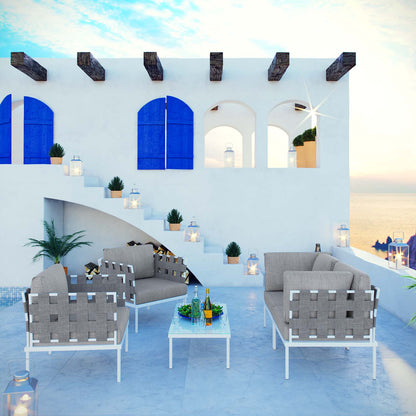 Modway Outlet Harmony 5Piece Outdoor Patio Aluminum Sectional Sofa Set by Modway  Outdoor Furniture Furniture White Gray - EEI-2623-WHI-GRY-SET