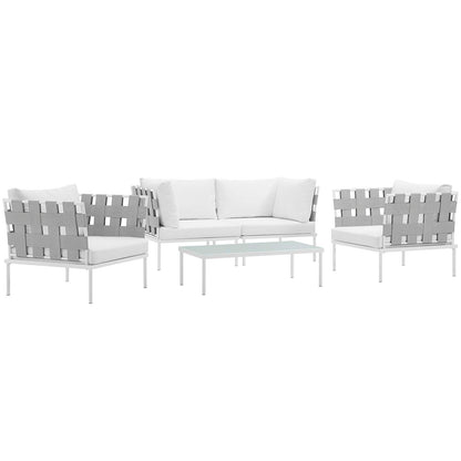 Modway Outlet Harmony 5Piece Outdoor Patio Aluminum Sectional Sofa Set by Modway  Outdoor Furniture Furniture White White - EEI-2623-WHI-WHI-SET