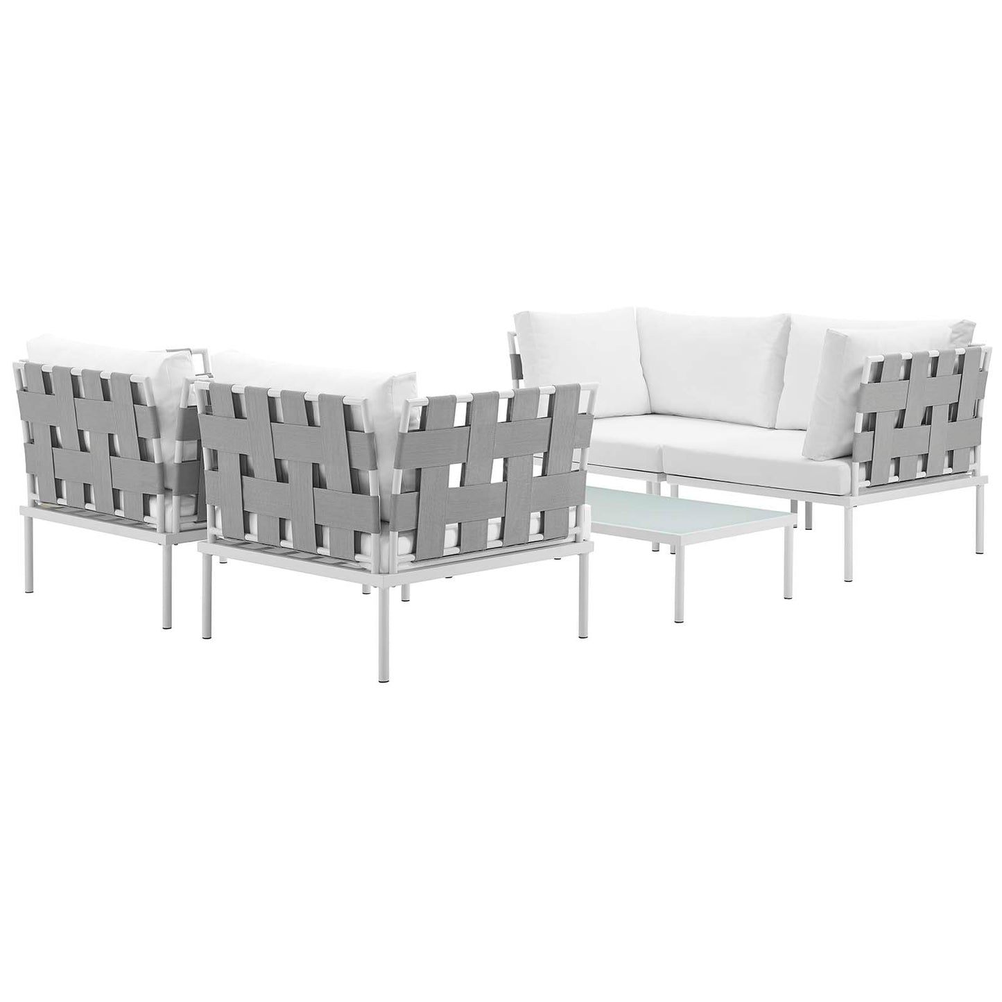 Modway Outlet Harmony 5Piece Outdoor Patio Aluminum Sectional Sofa Set by Modway  Outdoor Furniture Furniture White White - EEI-2623-WHI-WHI-SET