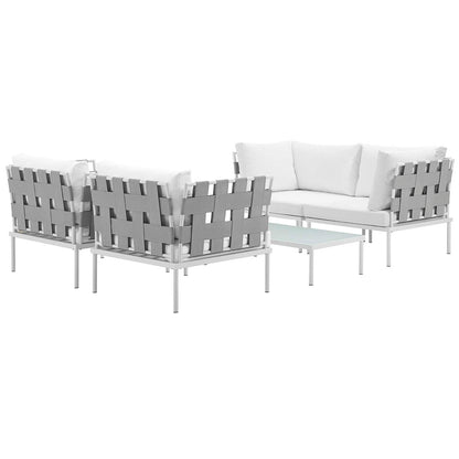 Modway Outlet Harmony 5Piece Outdoor Patio Aluminum Sectional Sofa Set by Modway  Outdoor Furniture Furniture White White - EEI-2623-WHI-WHI-SET