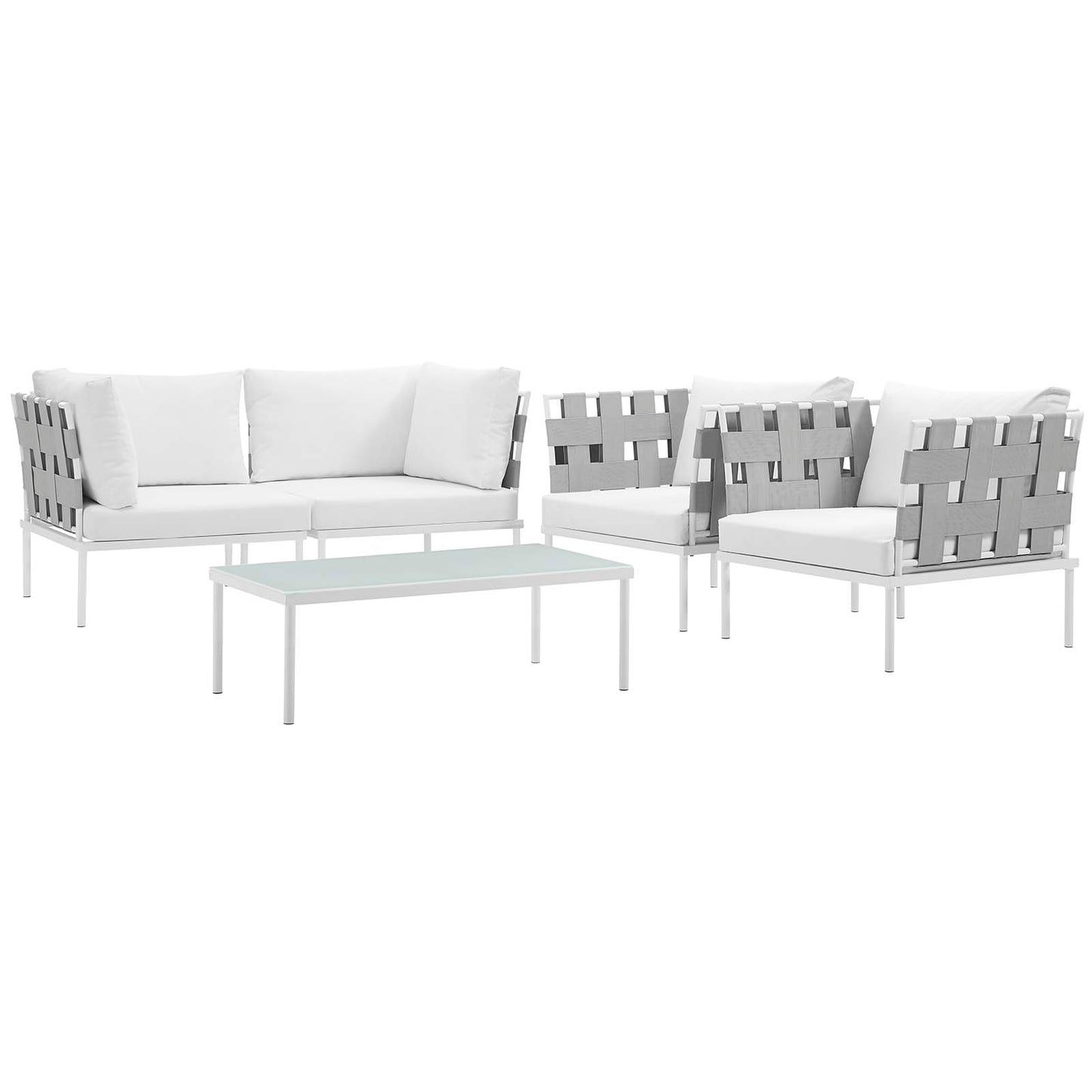 Modway Outlet Harmony 5Piece Outdoor Patio Aluminum Sectional Sofa Set by Modway  Outdoor Furniture Furniture White White - EEI-2623-WHI-WHI-SET