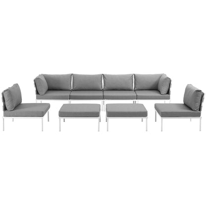 Modway Outlet Harmony 8 Piece Outdoor Patio Aluminum Sectional Sofa Set by Modway  Outdoor Furniture Furniture White Gray - EEI-2624-WHI-GRY-SET