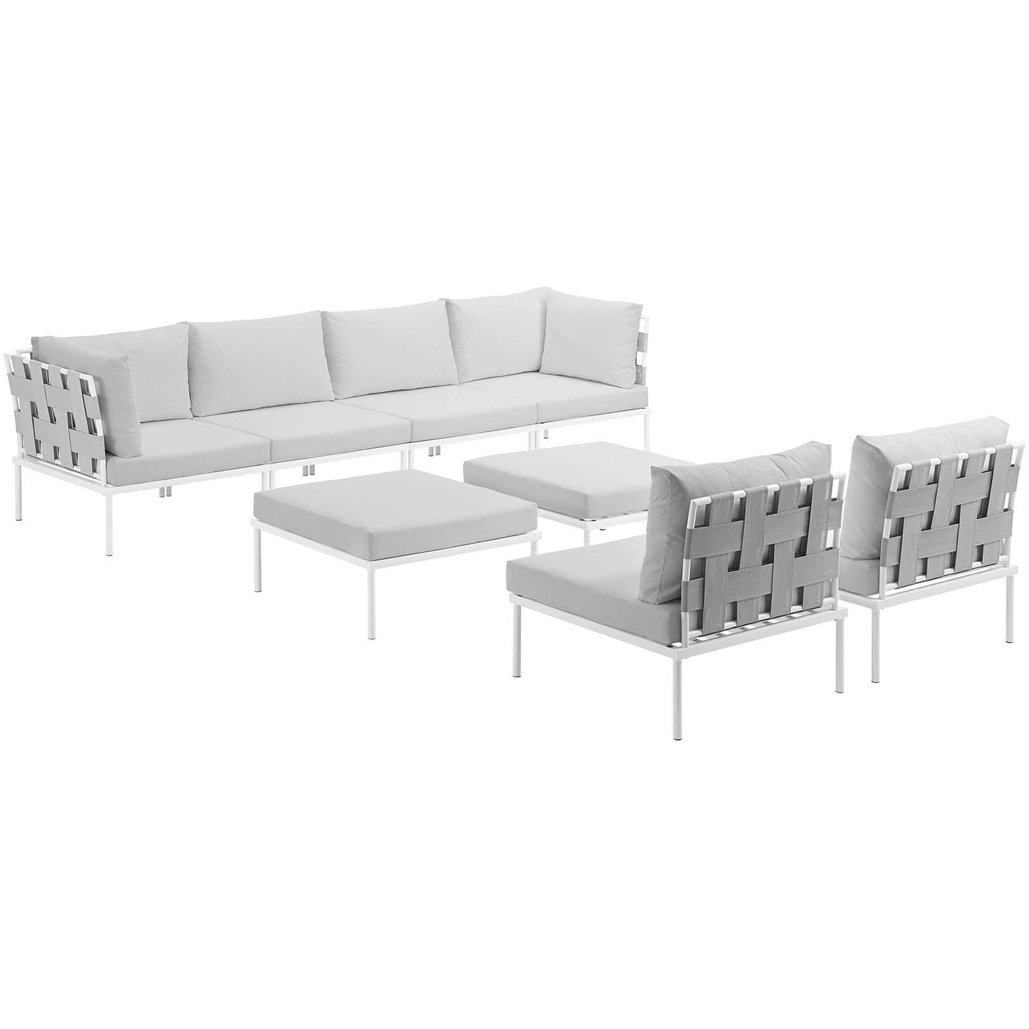 Modway Outlet Harmony 8 Piece Outdoor Patio Aluminum Sectional Sofa Set by Modway  Outdoor Furniture Furniture White White - EEI-2624-WHI-WHI-SET