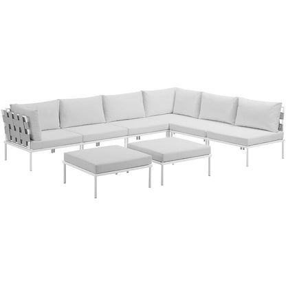 Modway Outlet Harmony 8 Piece Outdoor Patio Aluminum Sectional Sofa Set by Modway  Outdoor Furniture Furniture White White - EEI-2624-WHI-WHI-SET