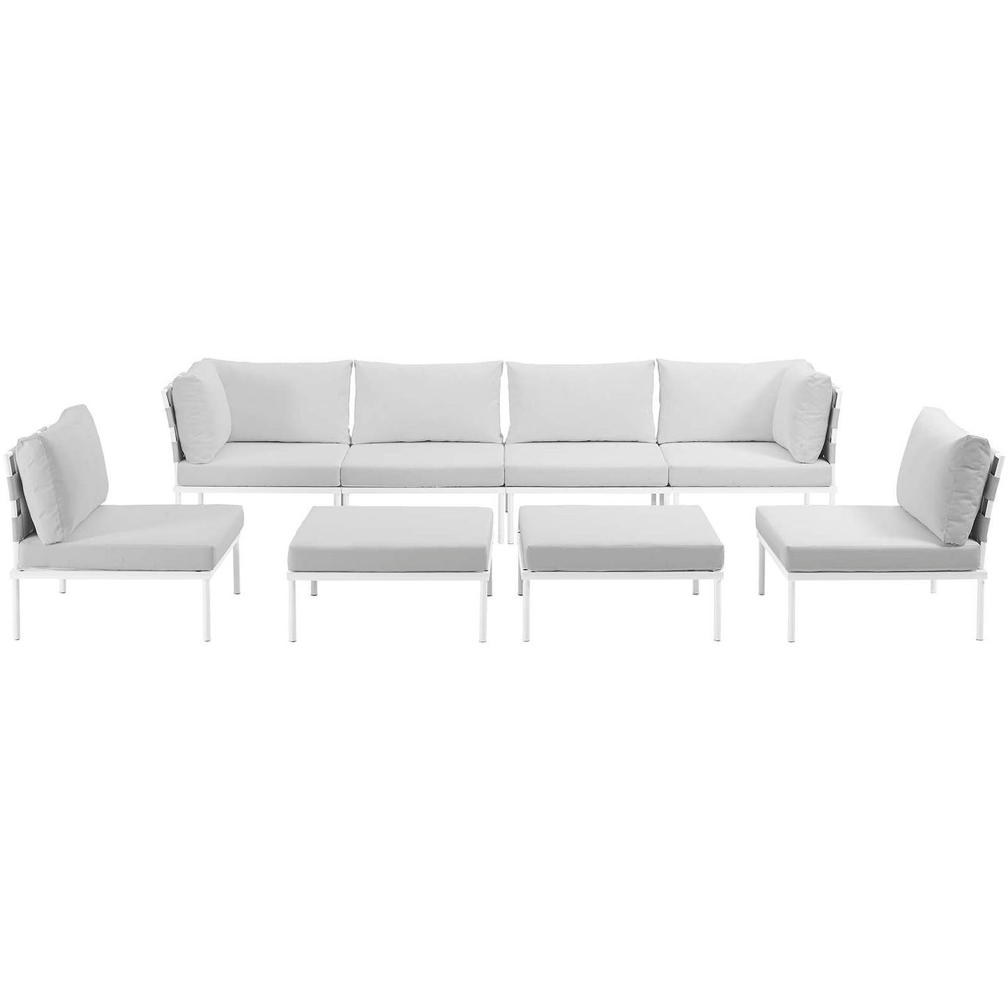 Modway Outlet Harmony 8 Piece Outdoor Patio Aluminum Sectional Sofa Set by Modway  Outdoor Furniture Furniture White White - EEI-2624-WHI-WHI-SET