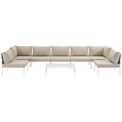 Modway Outlet Harmony 8 Piece Outdoor Patio Aluminum Sectional Sofa Set by Modway  Outdoor Furniture Furniture White Beige - EEI-2625-WHI-BEI-SET