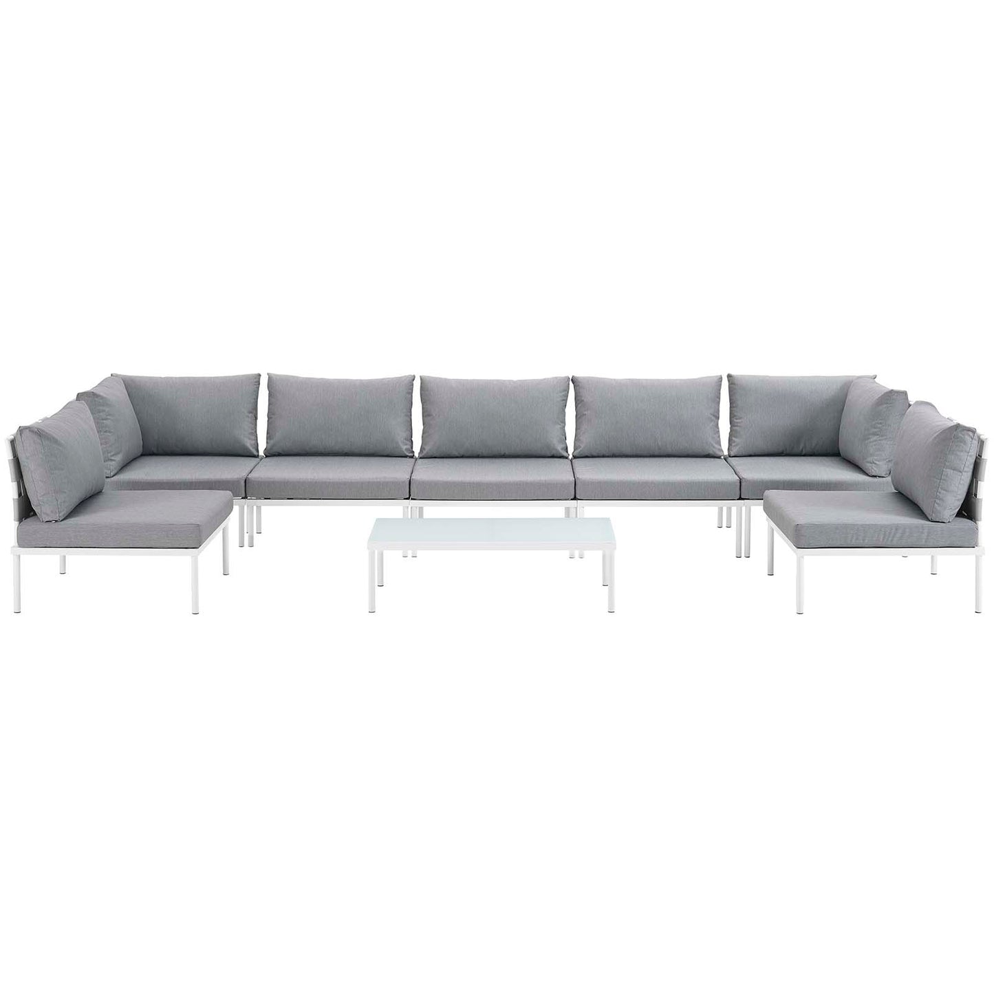 Modway Outlet Harmony 8 Piece Outdoor Patio Aluminum Sectional Sofa Set by Modway  Outdoor Furniture Furniture White Gray - EEI-2625-WHI-GRY-SET