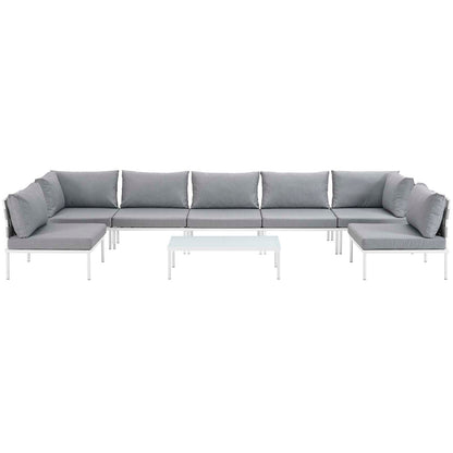Modway Outlet Harmony 8 Piece Outdoor Patio Aluminum Sectional Sofa Set by Modway  Outdoor Furniture Furniture White Gray - EEI-2625-WHI-GRY-SET