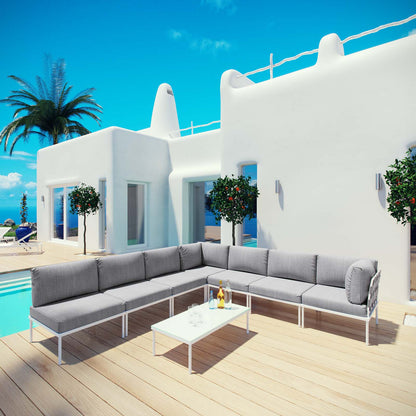 Modway Outlet Harmony 8 Piece Outdoor Patio Aluminum Sectional Sofa Set by Modway  Outdoor Furniture Furniture White Gray - EEI-2625-WHI-GRY-SET