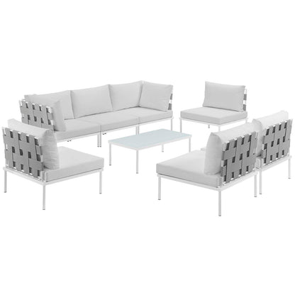 Modway Outlet Harmony 8 Piece Outdoor Patio Aluminum Sectional Sofa Set by Modway  Outdoor Furniture Furniture White White - EEI-2625-WHI-WHI-SET