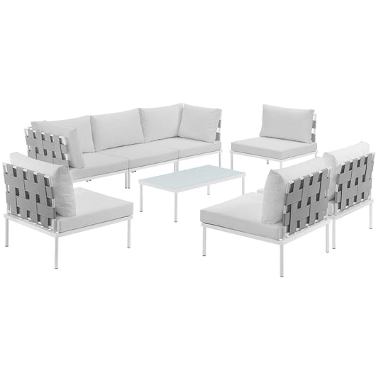 Modway Outlet Harmony 8 Piece Outdoor Patio Aluminum Sectional Sofa Set by Modway  Outdoor Furniture Furniture White White - EEI-2625-WHI-WHI-SET