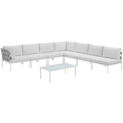 Modway Outlet Harmony 8 Piece Outdoor Patio Aluminum Sectional Sofa Set by Modway  Outdoor Furniture Furniture White White - EEI-2625-WHI-WHI-SET