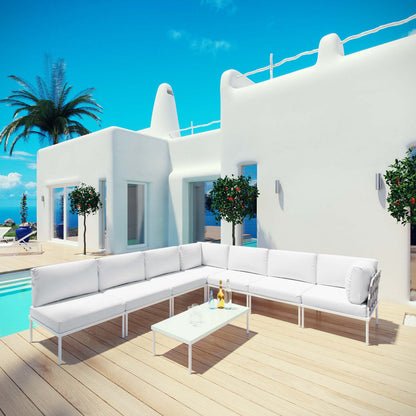 Modway Outlet Harmony 8 Piece Outdoor Patio Aluminum Sectional Sofa Set by Modway  Outdoor Furniture Furniture White White - EEI-2625-WHI-WHI-SET