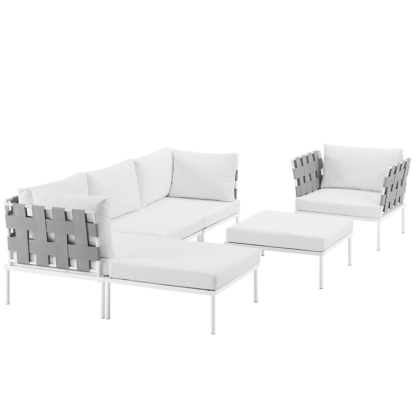 Modway Outlet Harmony 6 Piece Outdoor Patio Aluminum Sectional Sofa Set by Modway  Outdoor Furniture Furniture White White - EEI-2626-WHI-WHI-SET
