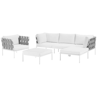 Modway Outlet Harmony 6 Piece Outdoor Patio Aluminum Sectional Sofa Set by Modway  Outdoor Furniture Furniture White White - EEI-2626-WHI-WHI-SET