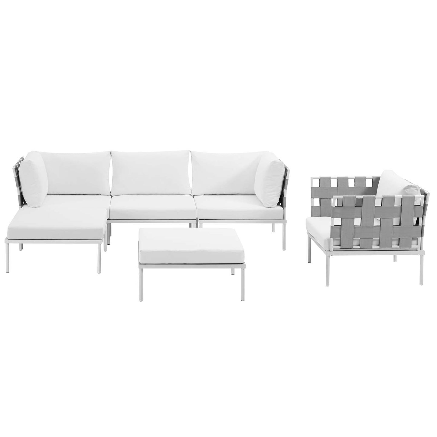 Modway Outlet Harmony 6 Piece Outdoor Patio Aluminum Sectional Sofa Set by Modway  Outdoor Furniture Furniture White White - EEI-2626-WHI-WHI-SET