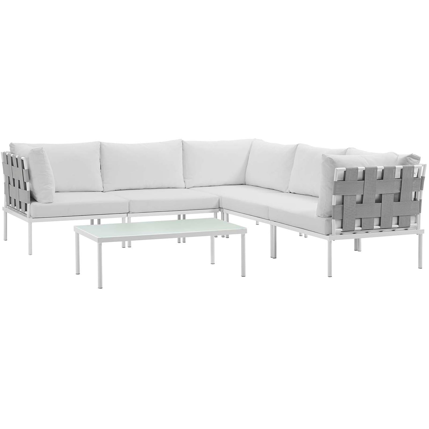 Modway Outlet Harmony 6 Piece Outdoor Patio Aluminum Sectional Sofa Set by Modway  Outdoor Furniture Furniture White White - EEI-2627-WHI-WHI-SET