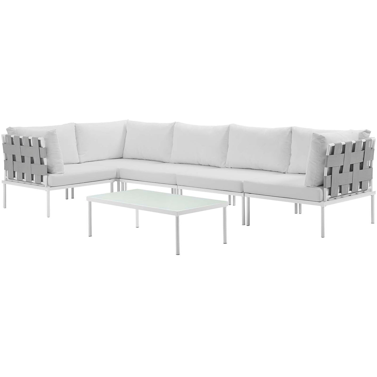 Modway Outlet Harmony 6 Piece Outdoor Patio Aluminum Sectional Sofa Set by Modway  Outdoor Furniture Furniture White White - EEI-2627-WHI-WHI-SET