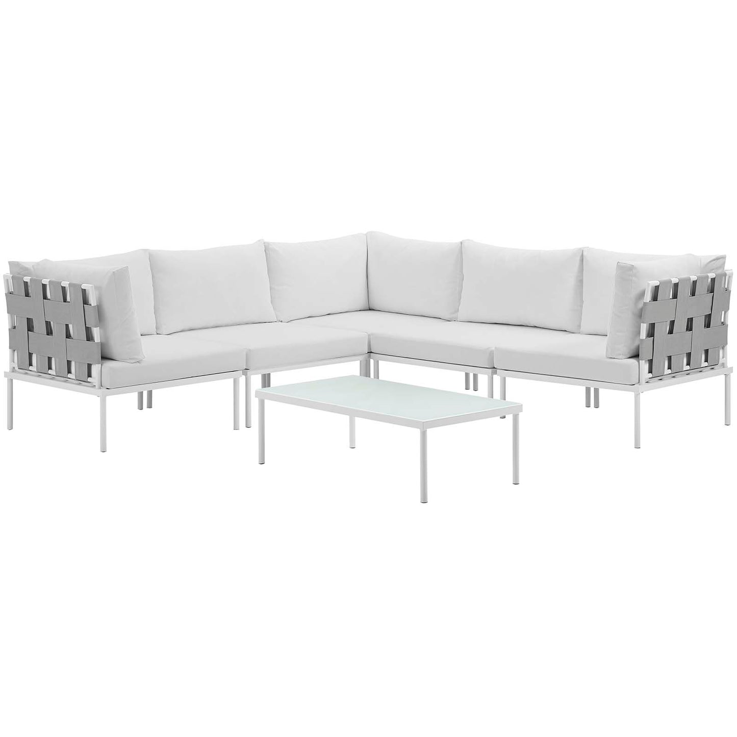 Modway Outlet Harmony 6 Piece Outdoor Patio Aluminum Sectional Sofa Set by Modway  Outdoor Furniture Furniture White White - EEI-2627-WHI-WHI-SET