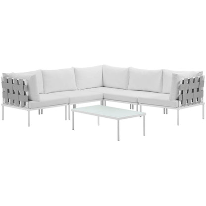 Modway Outlet Harmony 6 Piece Outdoor Patio Aluminum Sectional Sofa Set by Modway  Outdoor Furniture Furniture White White - EEI-2627-WHI-WHI-SET