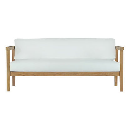 Modway - Bayport Outdoor Patio Teak Sofa by Modway  Outdoor Furniture Sofa Sectionals White - EEI-2696-NAT-WHI