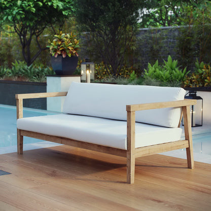 Modway - Bayport Outdoor Patio Teak Sofa by Modway  Outdoor Furniture Sofa Sectionals White - EEI-2696-NAT-WHI